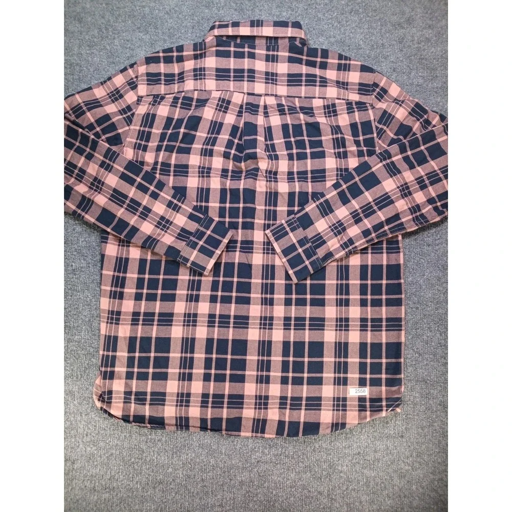 The North Face Mens Large Plaid Button Up Shirt Long Sleeve Pink Navy Outdoor